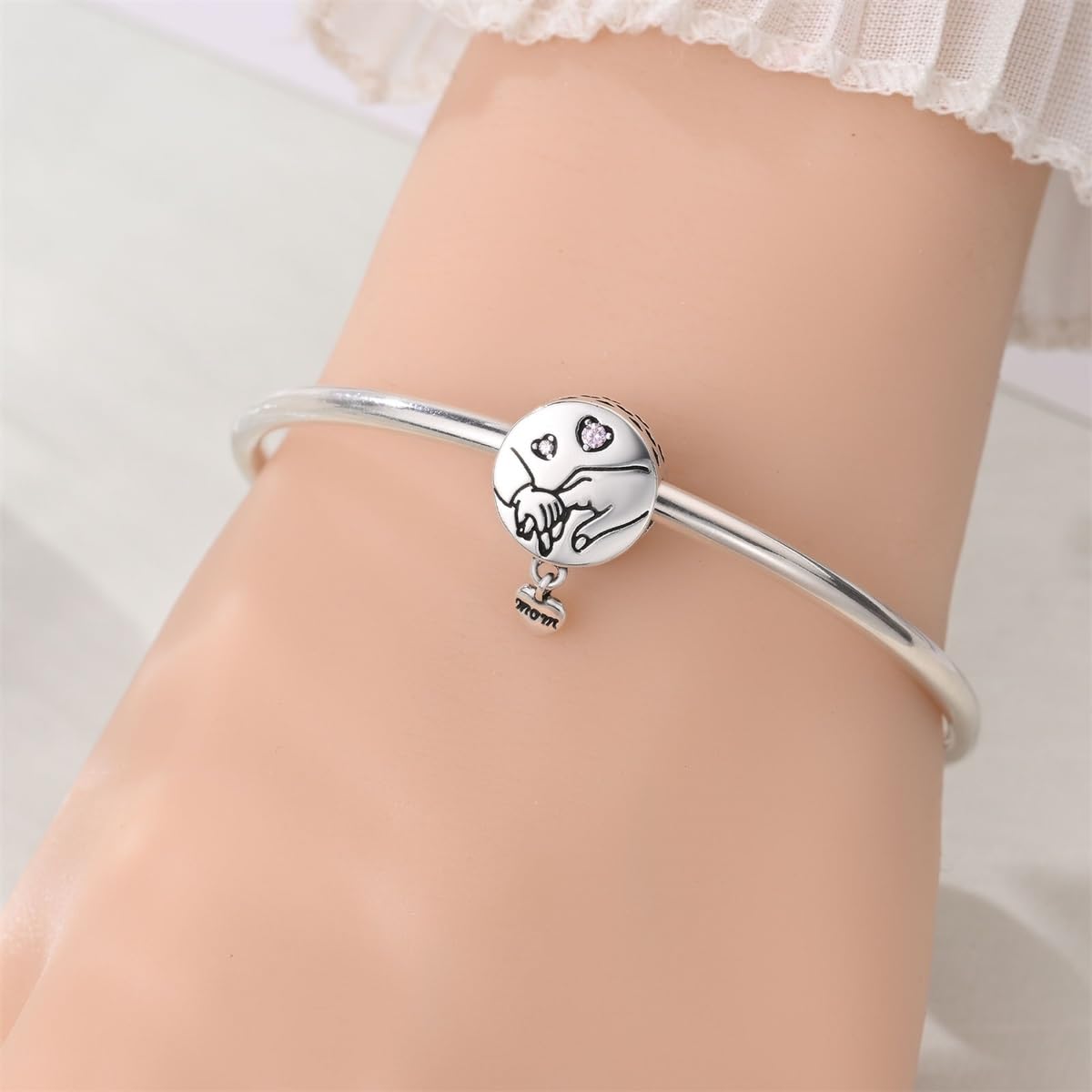 Mother Heart Charms for Bracelets Love Mom Flowers Charm Jewellery for Women