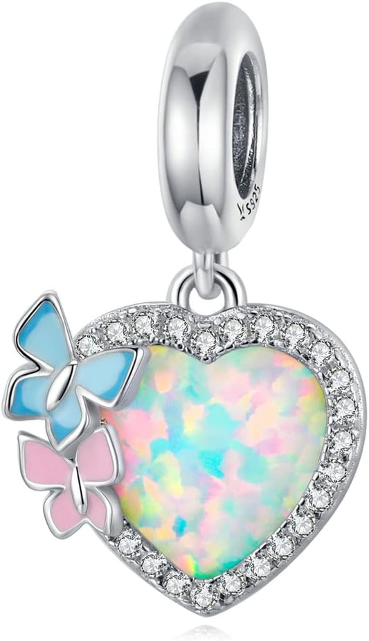 925 Sterling Silver Love Heart Charm for Charm Bracelet, Christmas Mother's Day Birthday Perfect Jewelry Gifts for Mom Grandma Daughter Friend Sister