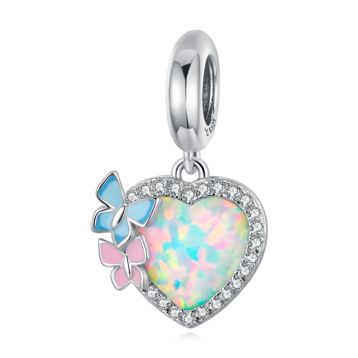 925 Sterling Silver Love Heart Charm for Charm Bracelet, Christmas Mother's Day Birthday Perfect Jewelry Gifts for Mom Grandma Daughter Friend Sister