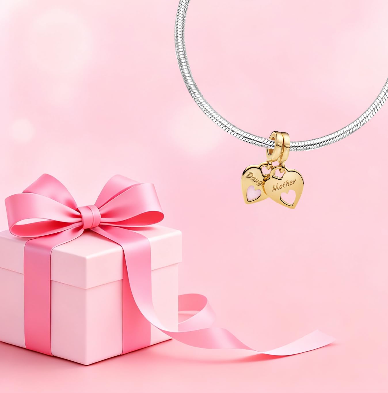 Mother Heart Charms for Bracelets Love Mom Flowers Charm Jewellery for Women