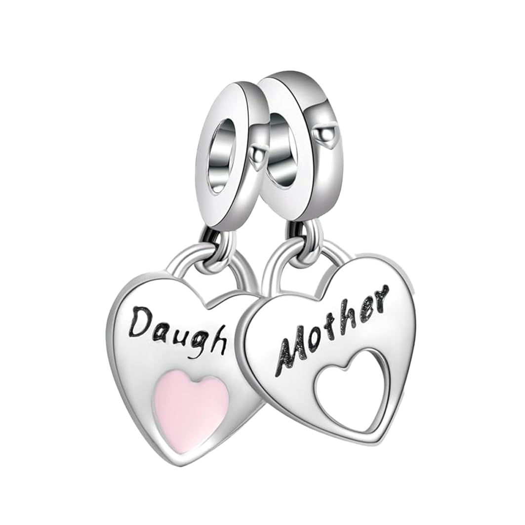Mother Heart Charms for Bracelets Love Mom Flowers Charm Jewellery for Women