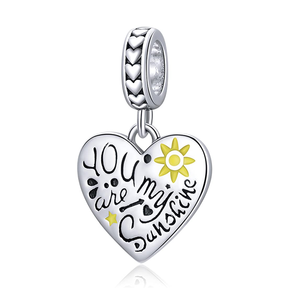 925 Sterling Silver Love Heart Charm for Charm Bracelet, Christmas Mother's Day Birthday Perfect Jewelry Gifts for Mom Grandma Daughter Friend Sister
