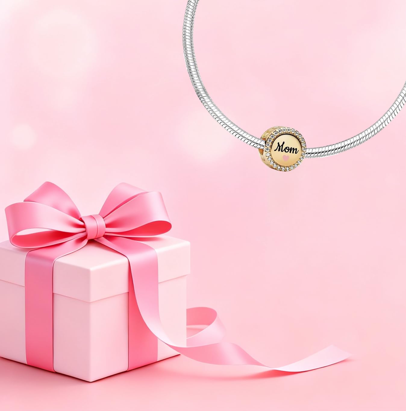 Mother Heart Charms for Bracelets Love Mom Flowers Charm Jewellery for Women