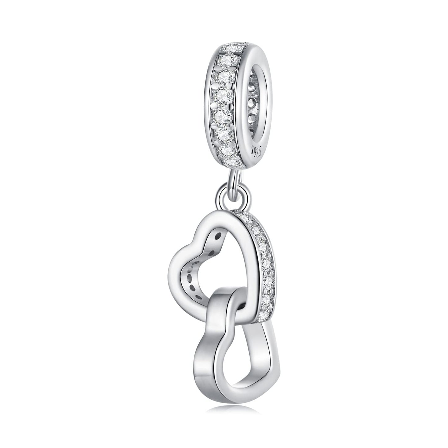 925 Sterling Silver Love Heart Charm for Charm Bracelet, Christmas Mother's Day Birthday Perfect Jewelry Gifts for Mom Grandma Daughter Friend Sister