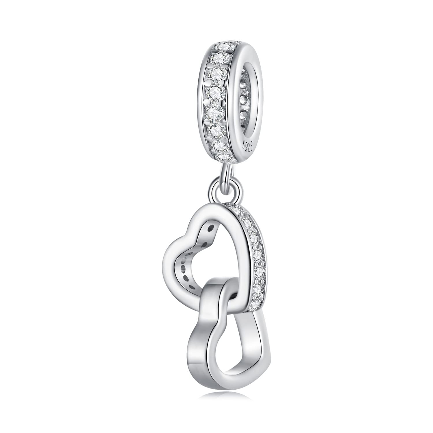 925 Sterling Silver Love Heart Charm for Charm Bracelet, Christmas Mother's Day Birthday Perfect Jewelry Gifts for Mom Grandma Daughter Friend Sister