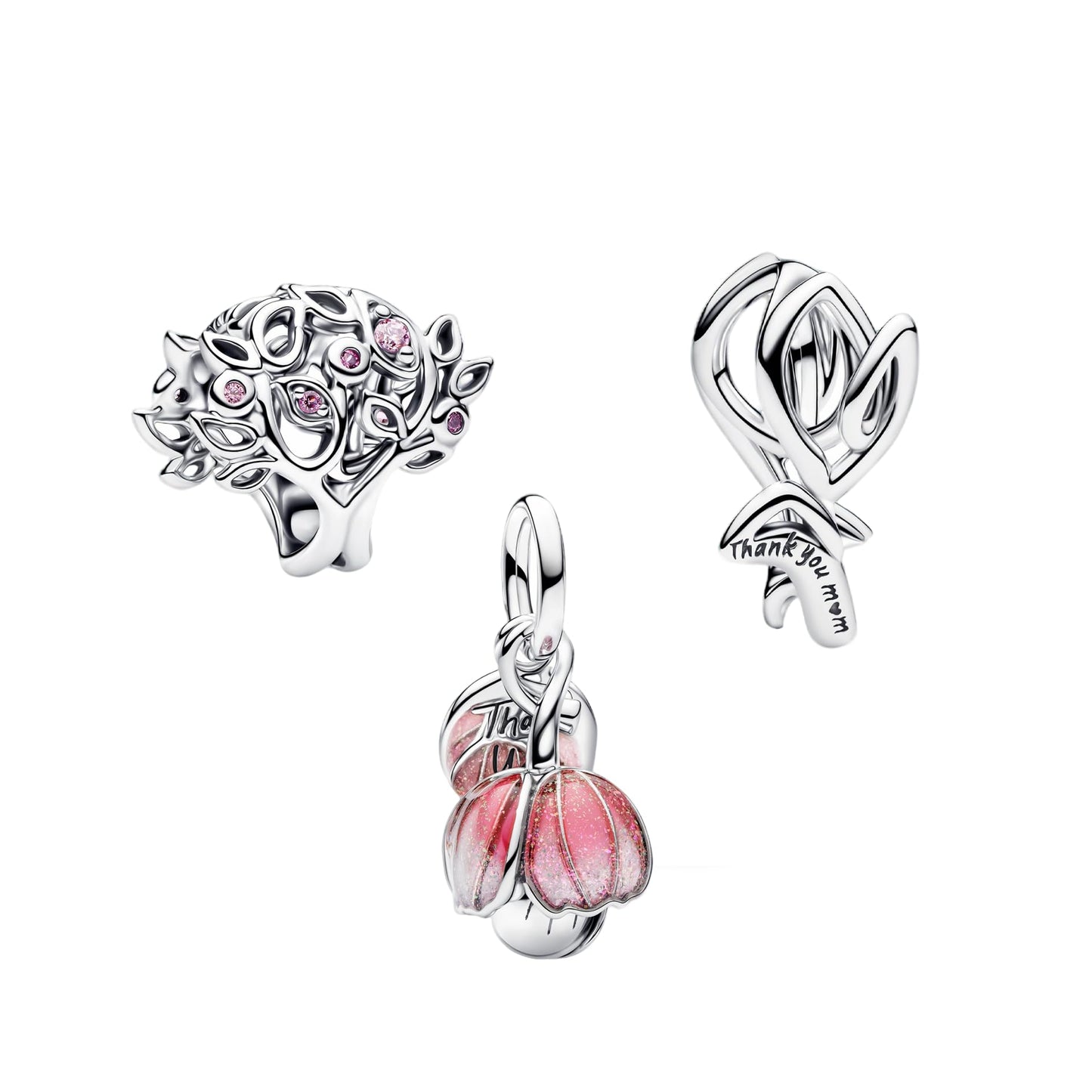 Mother Heart Charms for Bracelets Love Mom Flowers Charm Jewellery for Women