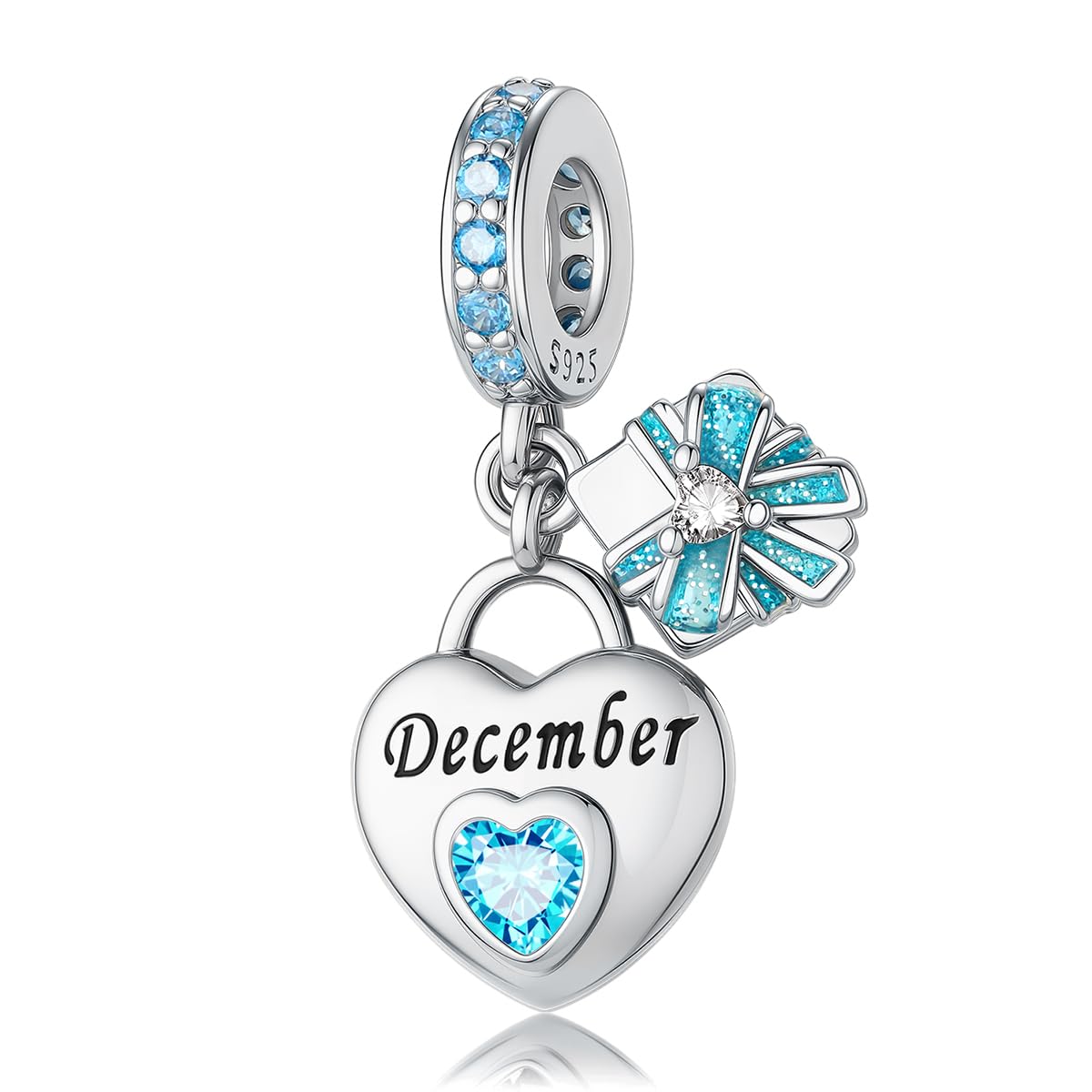 HappyStar 925 Sterling Silver Happy Birthday Bead Charm Love Heart Shape Birthstone Charms for Bracelets Dangle Pendant with 5A Cubic Zirconia Compatible Pandora Bracelets Jewelry Gift for Women