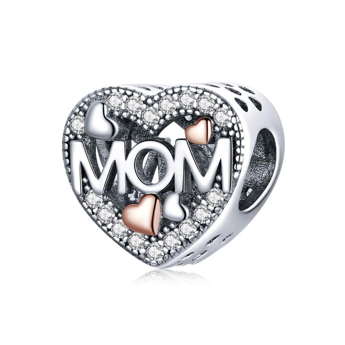 925 Sterling Silver Love Heart Charm for Charm Bracelet, Christmas Mother's Day Birthday Perfect Jewelry Gifts for Mom Grandma Daughter Friend Sister