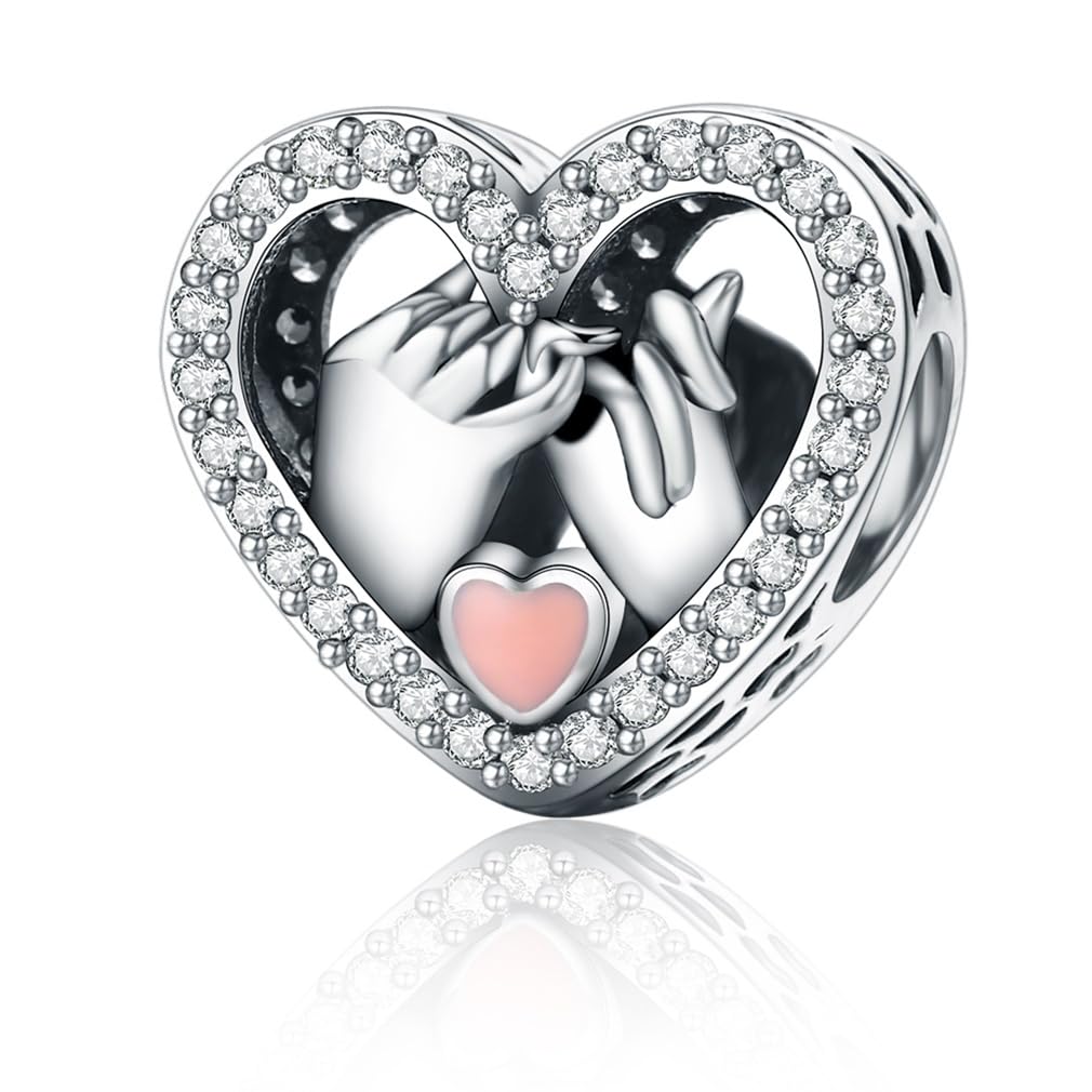 925 Sterling Silver Love Heart Charm for Charm Bracelet, Christmas Mother's Day Birthday Perfect Jewelry Gifts for Mom Grandma Daughter Friend Sister