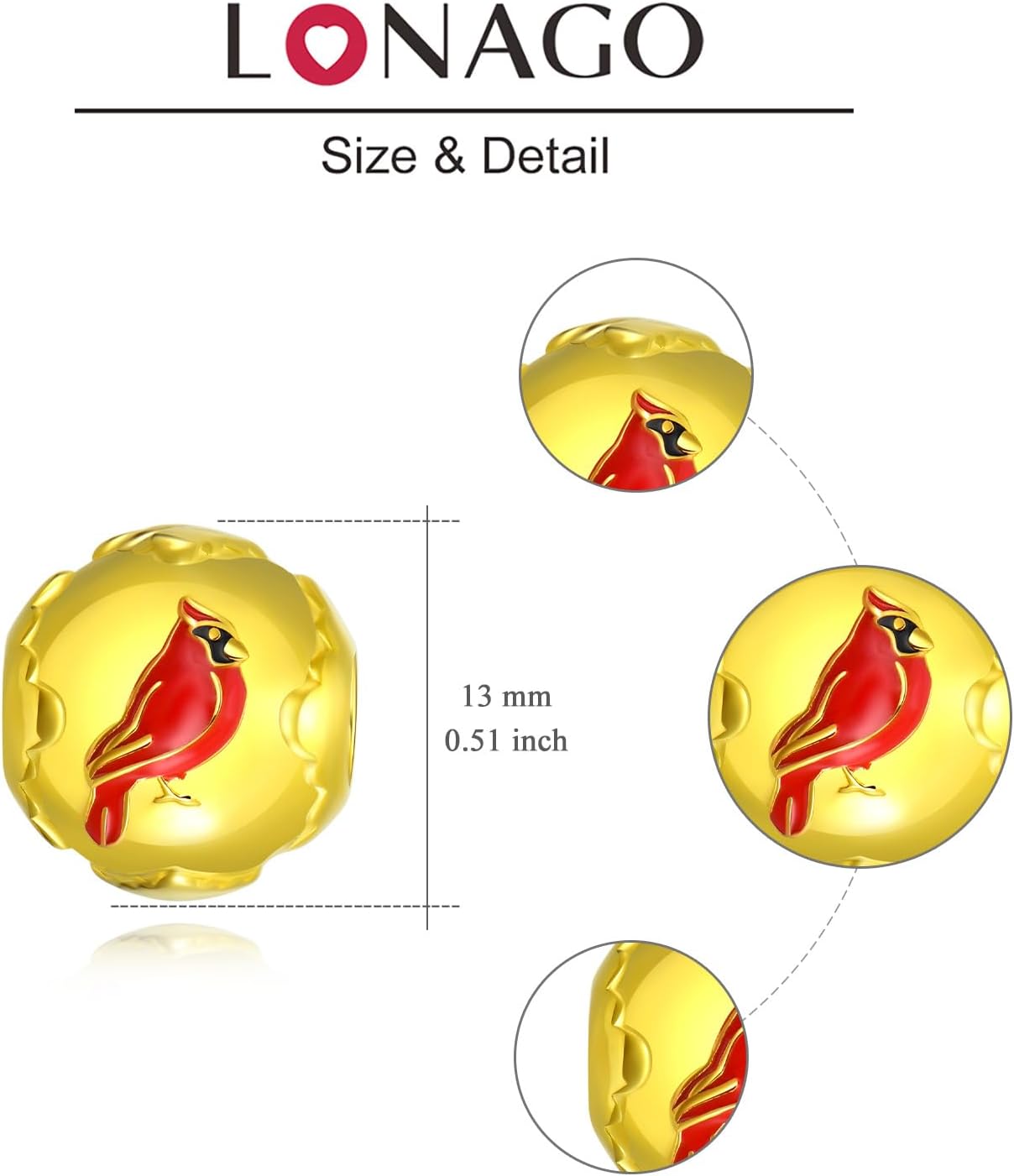 LONAGO Charms for Bracelets 925 Sterling Silver Red Cardinal/Phoenix/Blue Jay/Hummingbird Animal Dangle Charm Bird Bead Fit Bracelet Our Love Never Dies Gifts for Women Mom