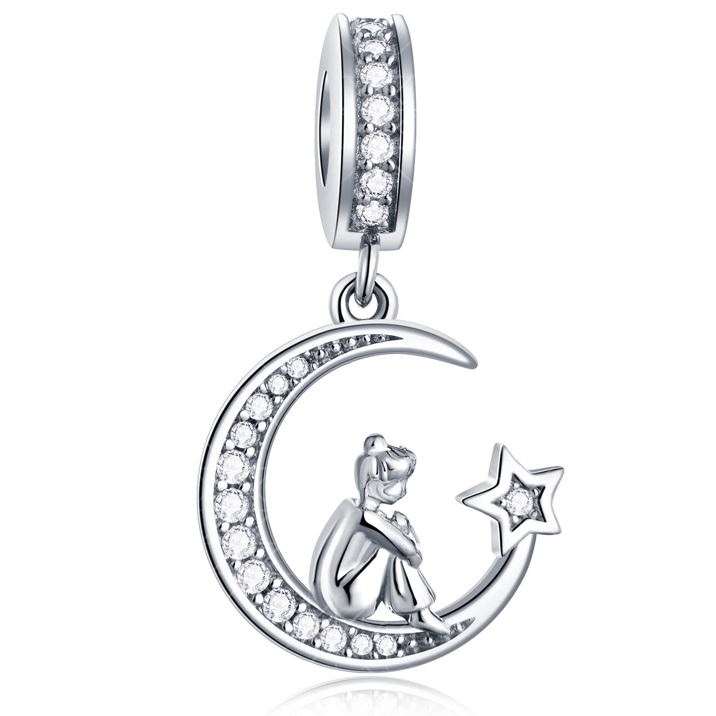 GEMDAZZ 925 Sterling Silver Valentines Day Charms Heart Charms, I Love You to The Moon and Back Pendant, Cupid Arrow and 4 Leaf Clover Beads fit European Bracelets, Gift for Lover/Wife/Girls