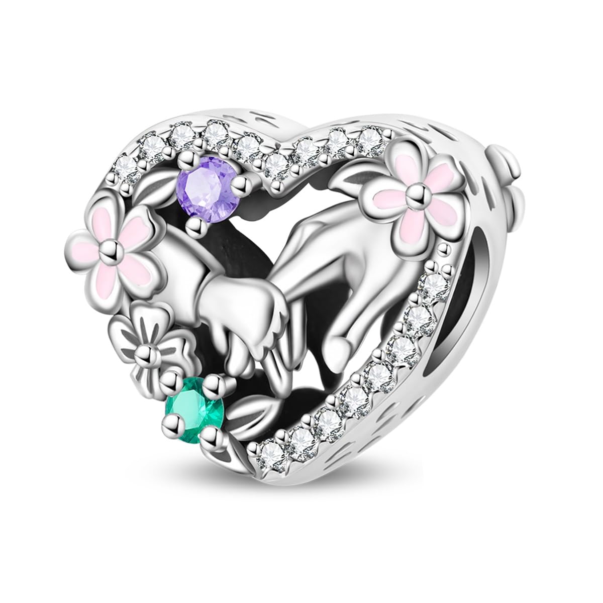 Mother Heart Charms for Bracelets Love Mom Flowers Charm Jewellery for Women