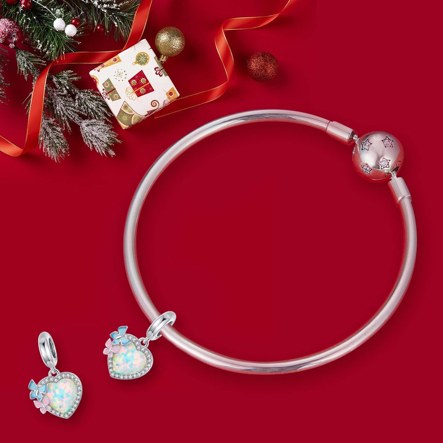 925 Sterling Silver Love Heart Charm for Charm Bracelet, Christmas Mother's Day Birthday Perfect Jewelry Gifts for Mom Grandma Daughter Friend Sister