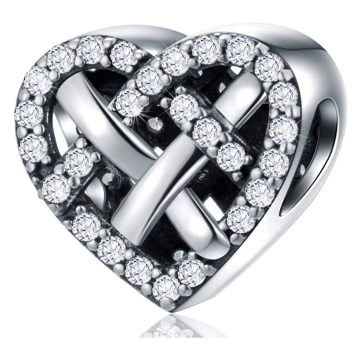 GEMDAZZ 925 Sterling Silver Valentines Day Charms Heart Charms, I Love You to The Moon and Back Pendant, Cupid Arrow and 4 Leaf Clover Beads fit European Bracelets, Gift for Lover/Wife/Girls