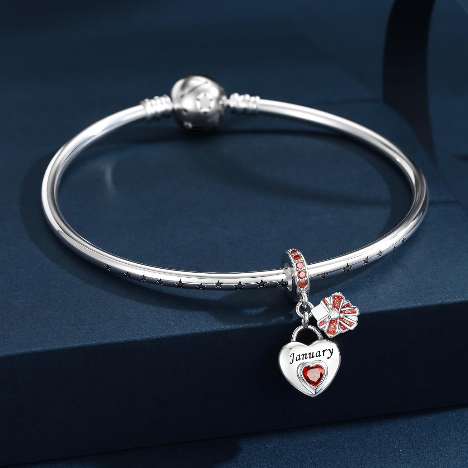 HappyStar 925 Sterling Silver Happy Birthday Bead Charm Love Heart Shape Birthstone Charms for Bracelets Dangle Pendant with 5A Cubic Zirconia Compatible Pandora Bracelets Jewelry Gift for Women